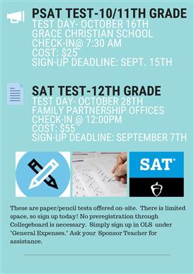 PSAT & SAT informational flyer
